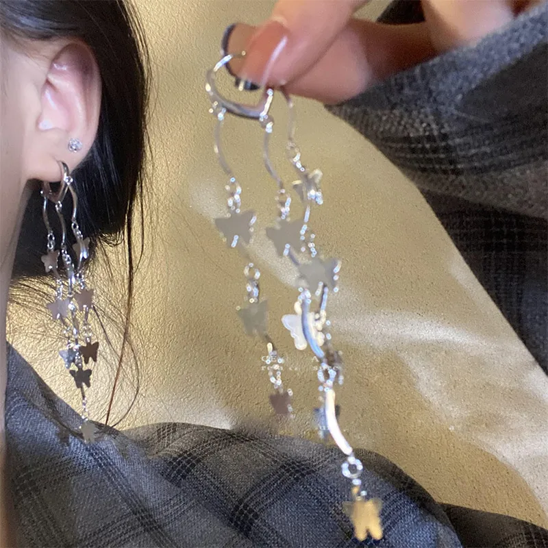 Elegante vergoldete Zirkonia-Schneeflocken-Ohrringe mit langen Quasten für Damen, Strass-Tropfenohrringe, Partygeschenk – Detail 21