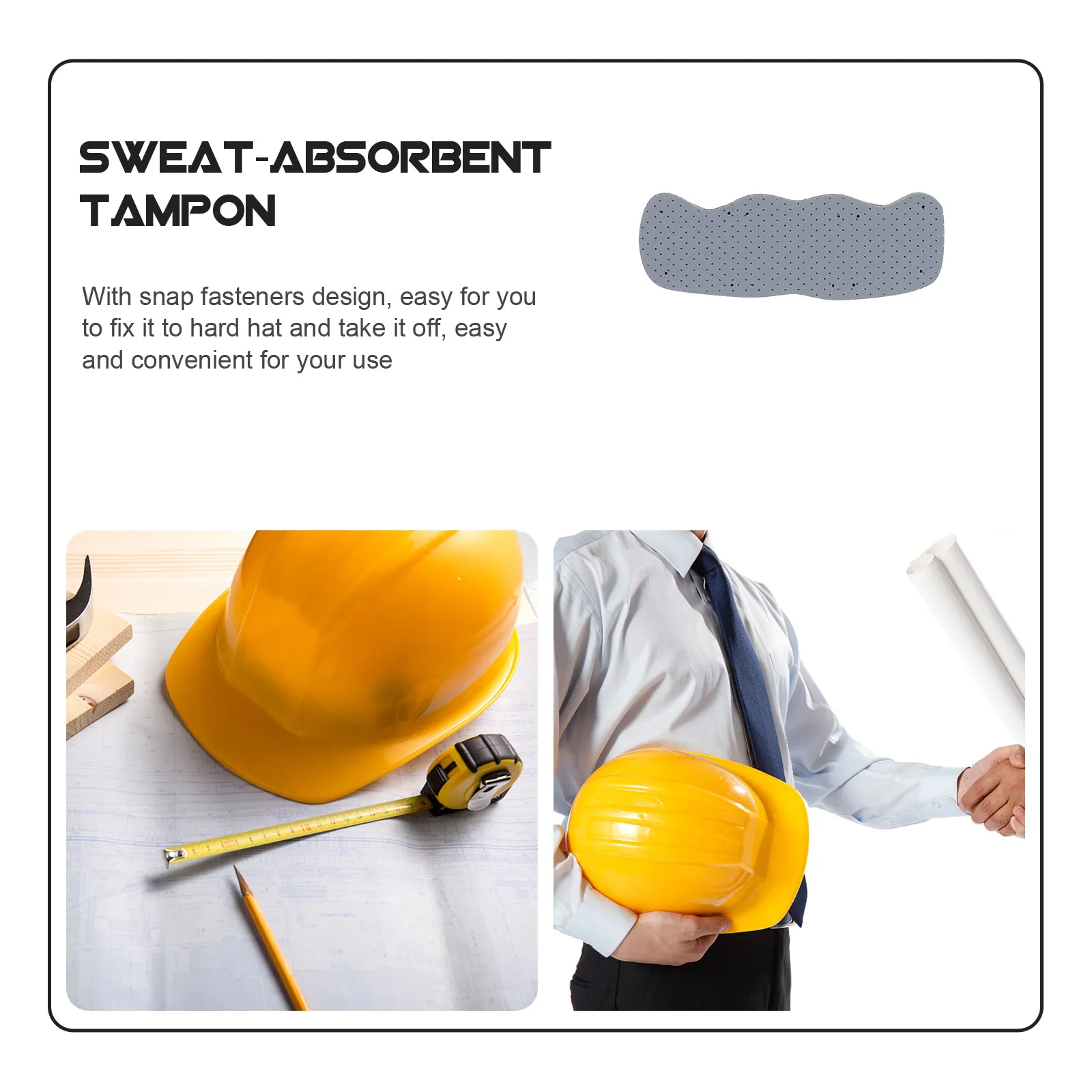 6Pcs Sweatband Liner Snap Fastener Sweat Absorbing Pad for Hard Hat Safety Helmets Washable Breathable Comfortable Fit