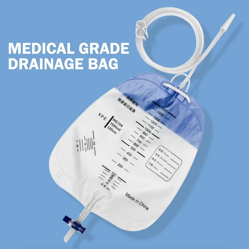 External Disposable Sterile Urine Bag PVC Storage Urinary Drainage Sack Pee Collection Bags With Cross Valve Catheter