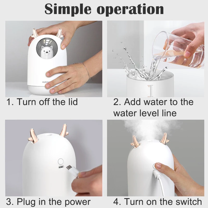 300Ml Usb Huishoudelijke Apparaten Luchtbevochtiger Mini Hydrating Instrument Leuke Huisdier Kleine Desktop Aromatherapie Leuke Auto Home Office