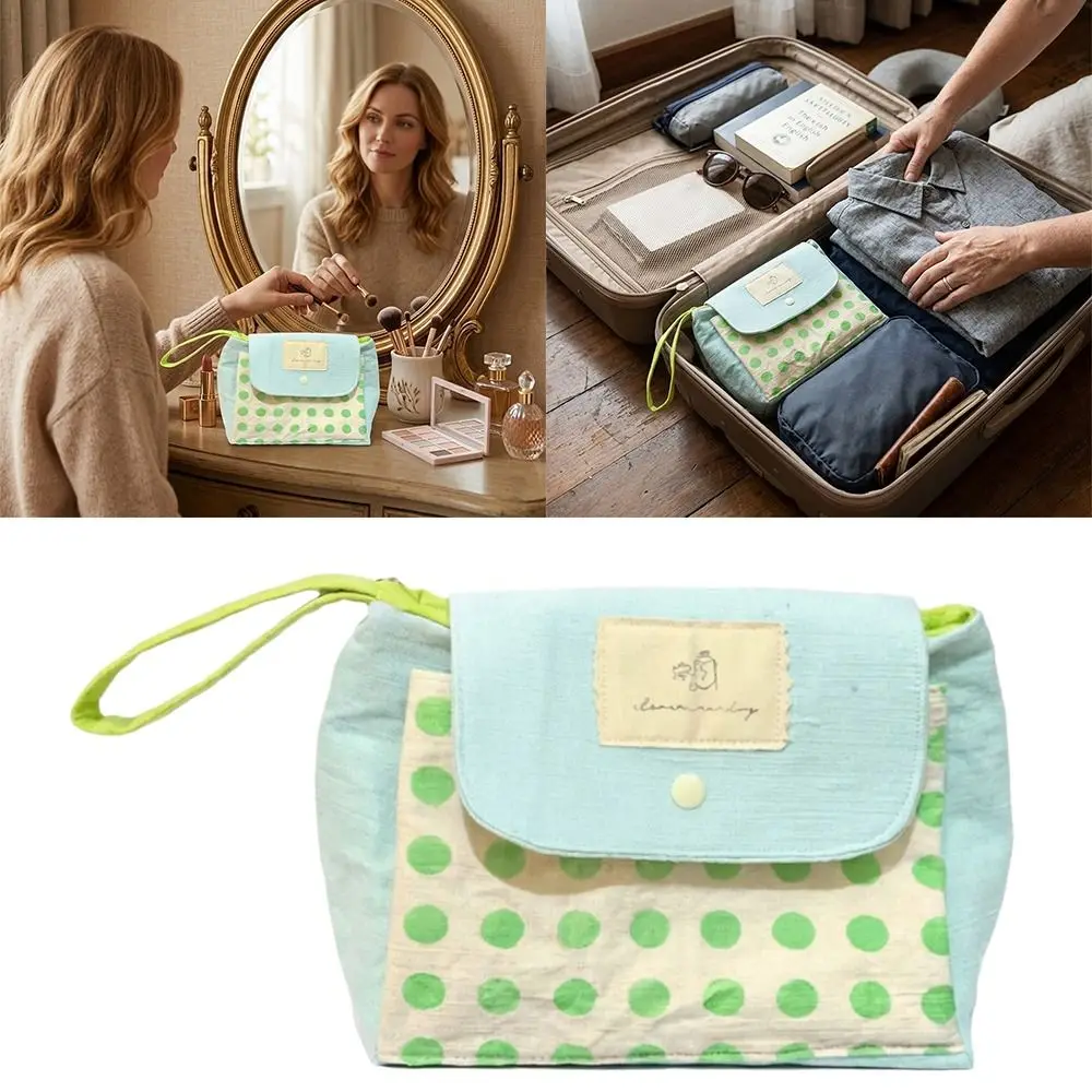High Quality Polka Dot Design Storage Bag Large Capacity Three-layer Makeup Bag Handheld Storage Pouch Gift