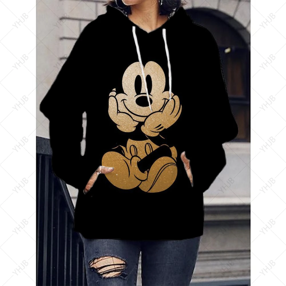 Disney Cartoon Print Hoodie Women Funny Hip Hop Mickey Minnie Mouse Print Autumn and Winter Fashion Harajuku Sweater Men Hoodie