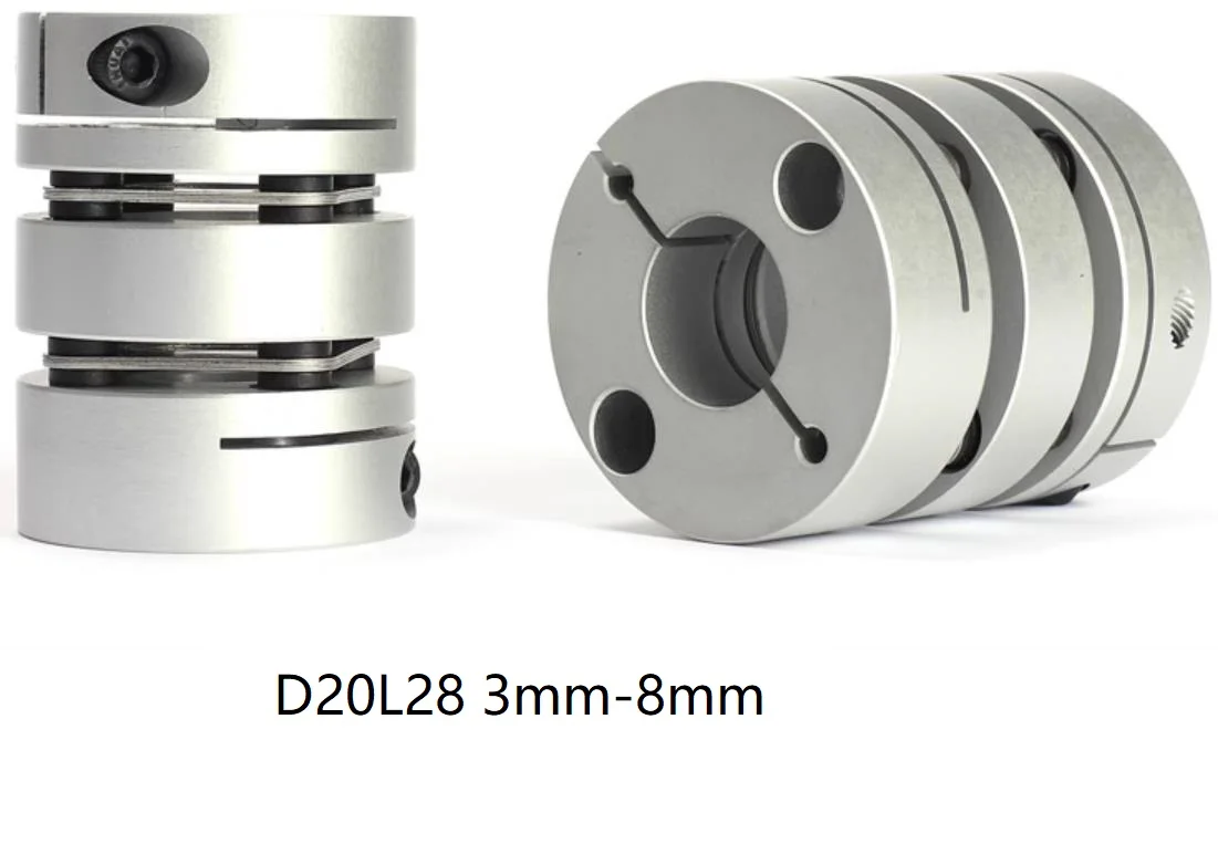 D20L28 3mm-8mm Double diaphragm shaft coupling  coupler Aluminium Rotex Rod Clamping Coupling with Double Diaphragm