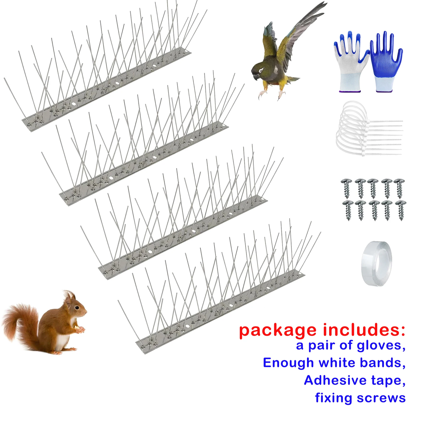 

10 box Bird Spikes for Pigeon Small Bird Cat,Anti Bird Spikes Stainless Steel Bird Deterrent Spikes,Bird Protection for The Roof