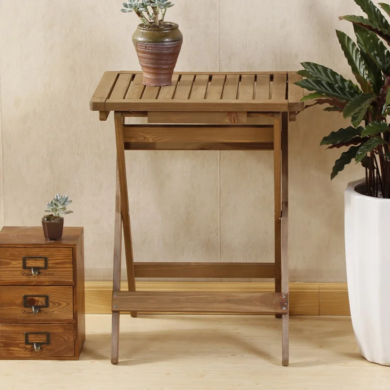

Simple retro solid wood dining table and chair combination folding dining table dining old bar desk casual small