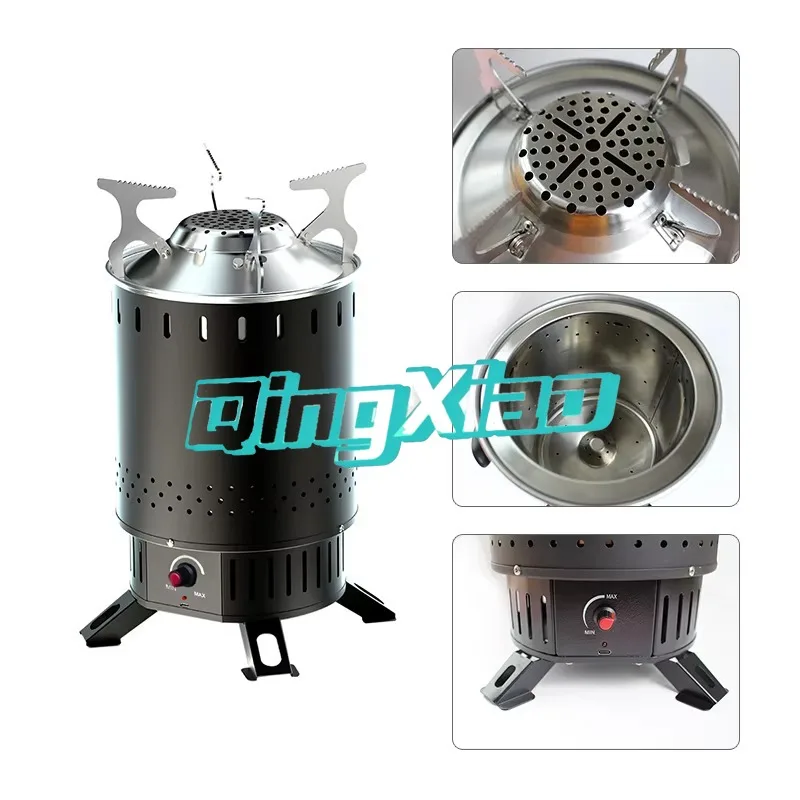 Gasification Portable Wood Burning Stove Windproof Outdoor Camping Fire Pit With Stand For Picnic Hiking Backpacking Use