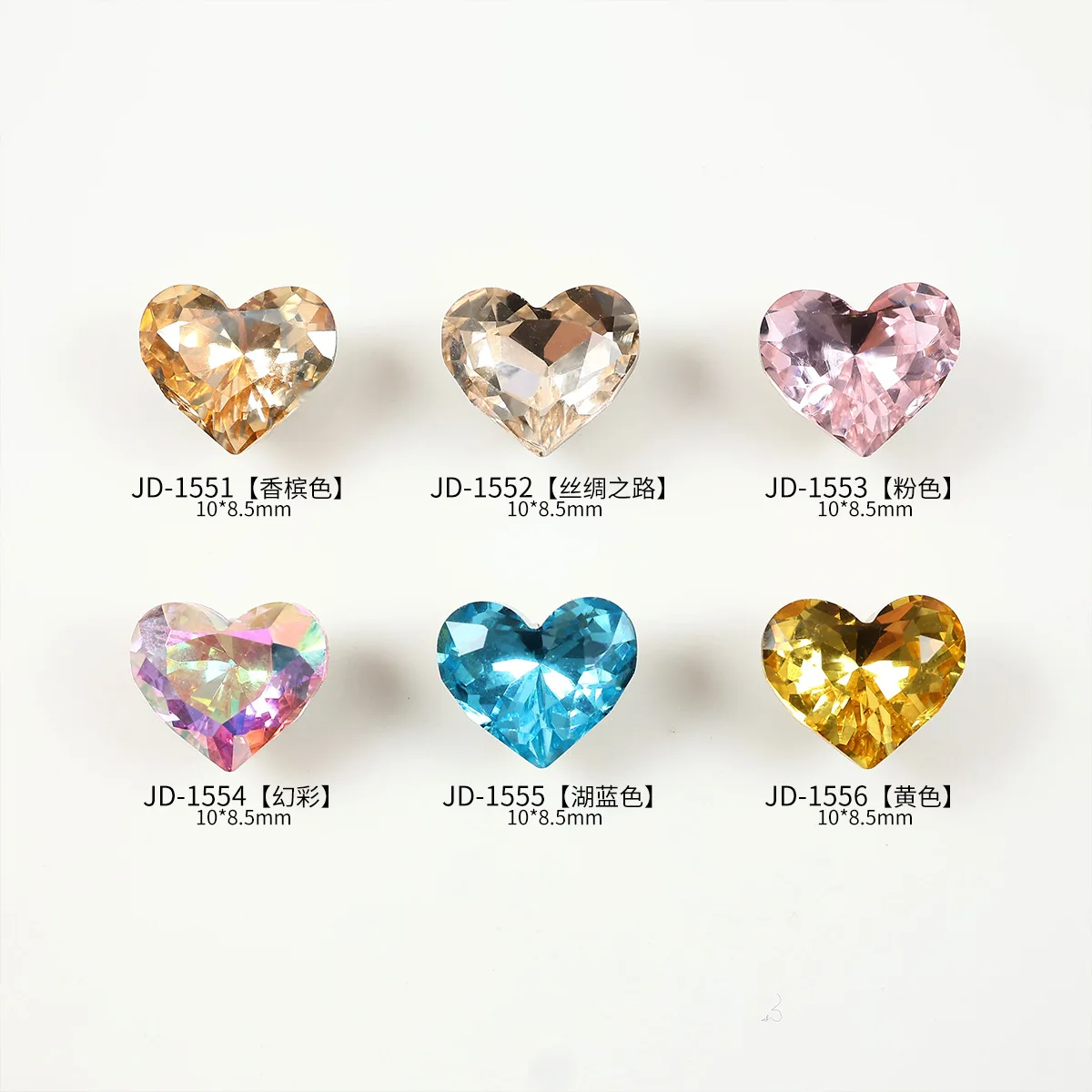 10PCS Pointed-back 3D Crystal Heart Nail Art Rhinestone Charms Accessories Parts For Nails Decoration Manicure Supplies Material