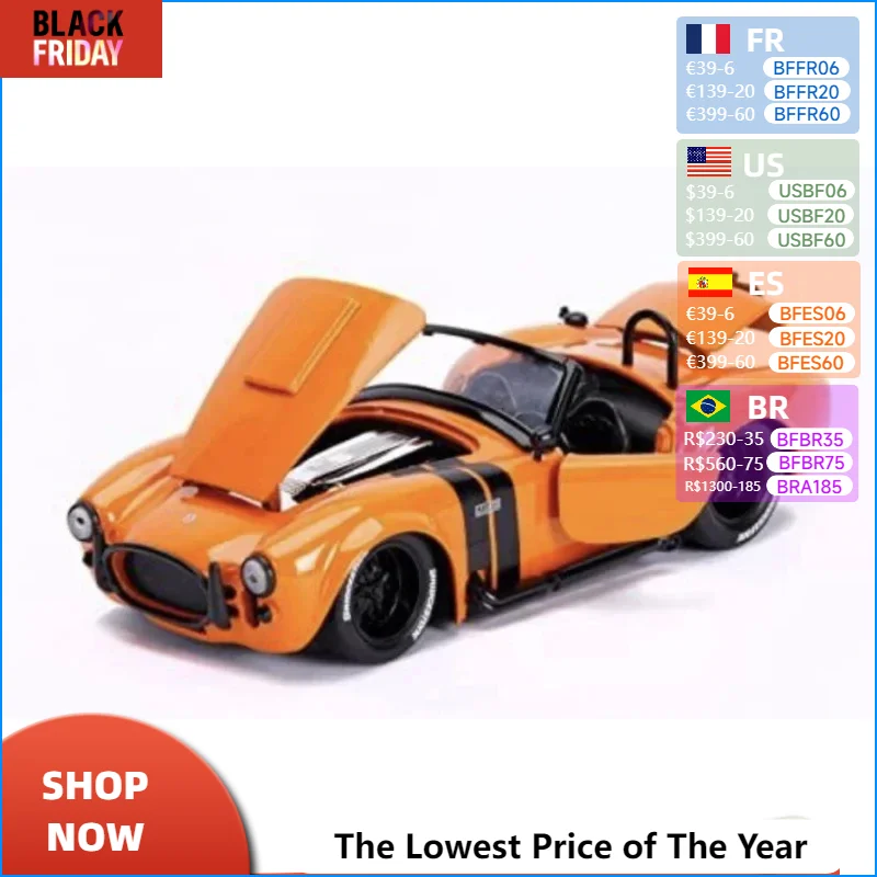 1:24 1965 Shelby COBRA 427 S/C Simulation Diecast Metal Model Car Alloy Toy Car for Kids Crafts Decoration Collection