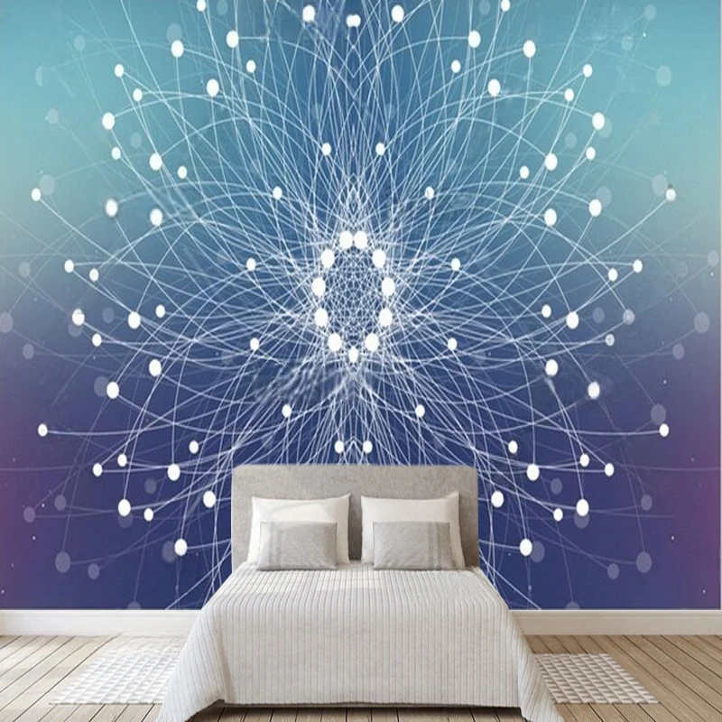 Creative Geometric Lines - Blue Cool Lighting Effect-Hotel KTV Industrial Style Bedroom Poster Wall Sticker Decoration Wall