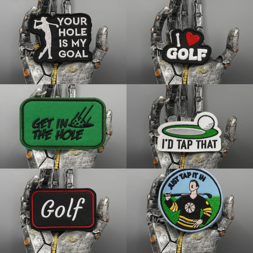 Ich liebe Golf-Stickerei-Aufnäher, Applikationen, Nähetiketten, Punk-, Biker-, Band- und Rock-Kleidungsabzeichen, mit Klettverschluss oder zum Aufbügeln, anpassbar – Detail 1