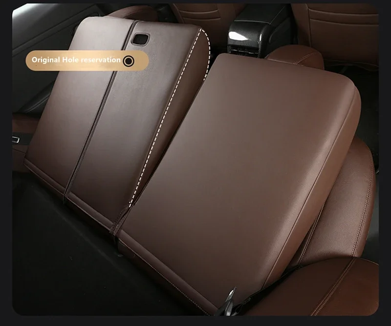 Luxury Genuine Leather in Middle Part Original Custom Fit for 2019-2022 Model 3 Car Front Rear Seat Kits Covers Cushion 6