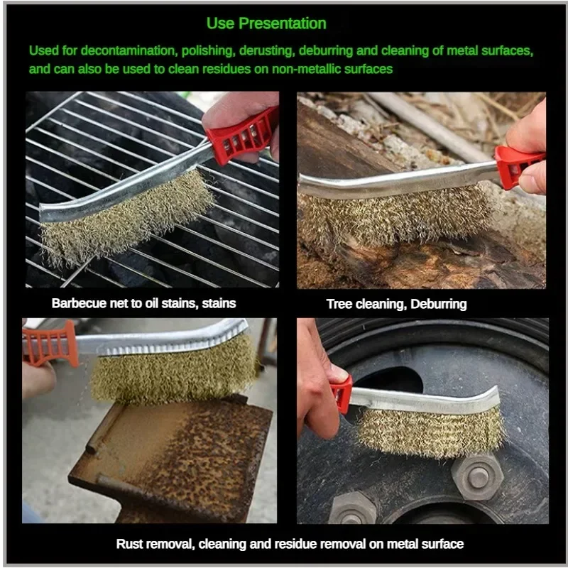 فرشاة شواء من الفولاذ المقاوم للصدأ مطلية بالنحاس مقاس 9 بوصات مع شعيرات سلكية، مناسبة لتنظيف شواية الشواء/النزهة والتخييم