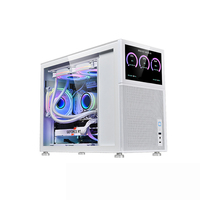 Lovingcool Mid Tower MATX ITX Gaming Computer Case Aluminum Desktop PC Case Tempered Glass Empty Chassis with LCD Display Screen