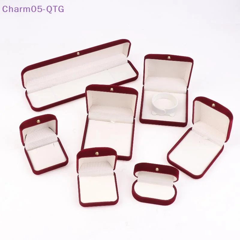 

Hot！Flocking Gold Buckle Jewelry Box Pendant Ring Necklace Earring Bracelet Display Storage Box Luxury Feelings Packaging Box