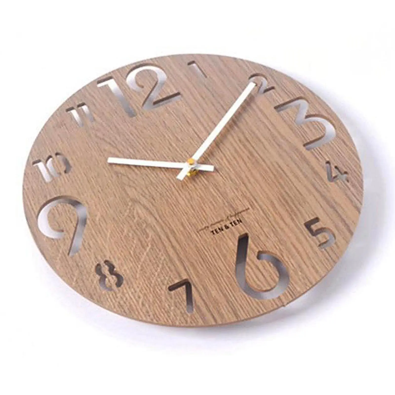 Decorative Wooden Wall Clock with Quartz Sweep Movement Minimalist Style Digital Clocks for Home Decoration