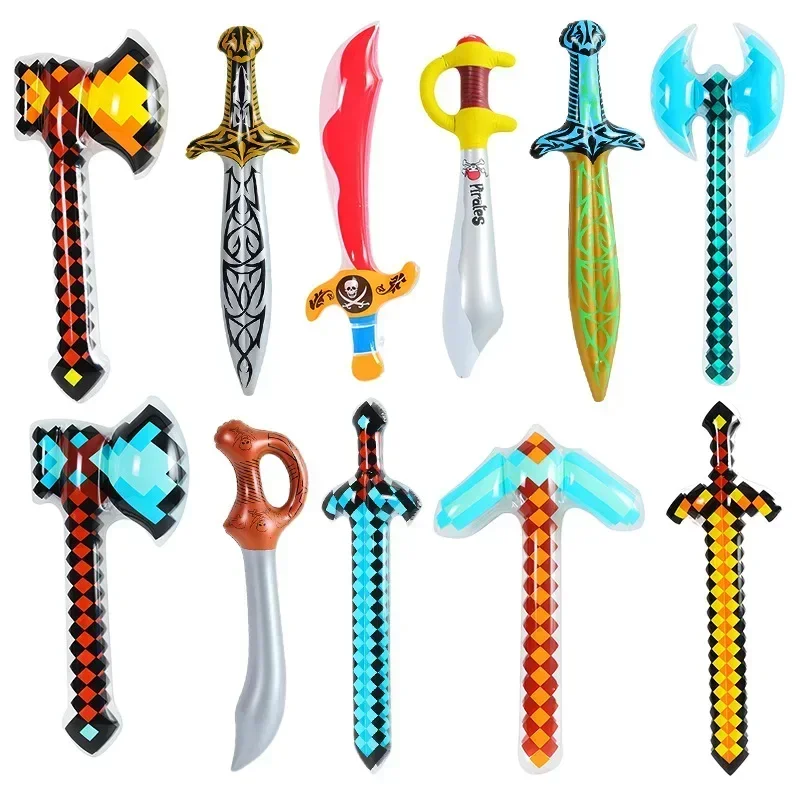 

1pc Children's Toy Balloon Inflatable Pvc Axe Simulation Submachine Gun Sword Stage Props My World Birthday Party Decoration