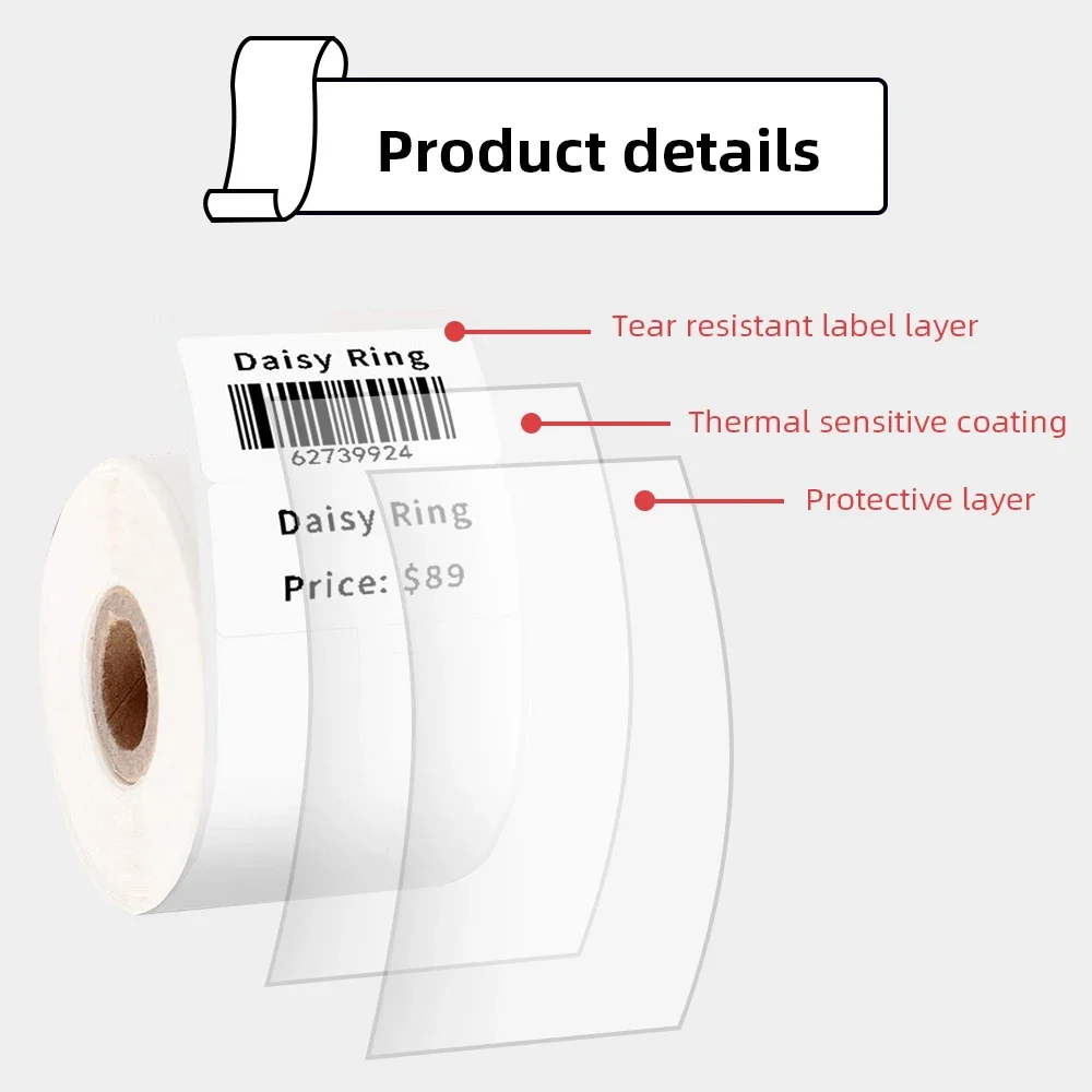 Phomemo Thermal Papel for M110/M200 Printer Home Office Labels Colorful Adhesive Paper Round Square Printable Sticker Paper