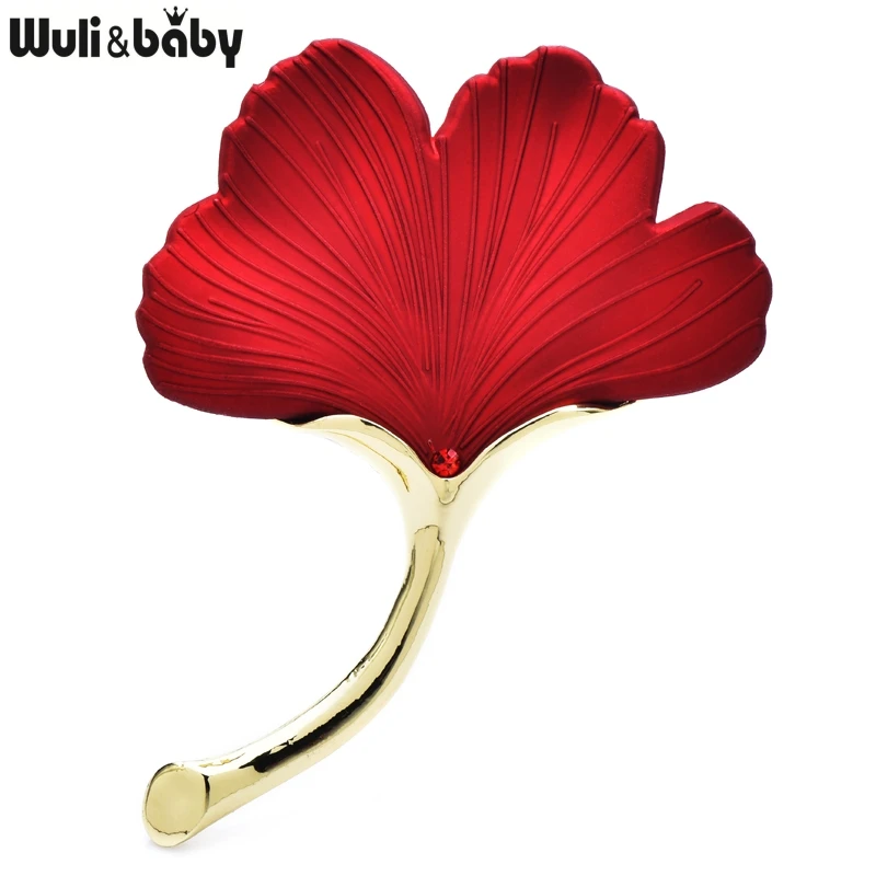 Wuli & Baby-女性用のギンコの葉のブローチピン,柔らかい絵の具,美しい花,オフィスパーティーのギフト,3色,魅力的