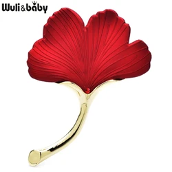 Wuli&baby Charming Soft Paint Ginkgo Leaf Brooch Pins For Women Lady 3-color Beautiful Flowers Party Office Brooch Pins Gifts