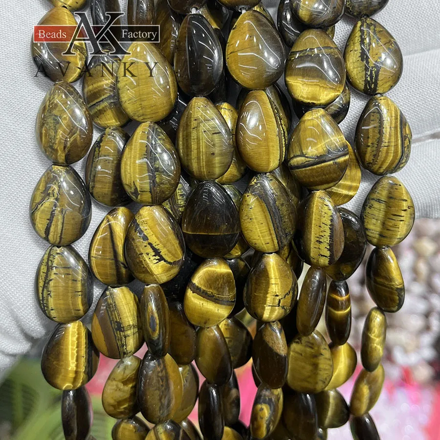 Natural Tiger Eye Stone Water Droplet Melon Seeds Shape Loose Beads Jewelry Making DIY Necklace Bracelet Accessory 15''13x18mm