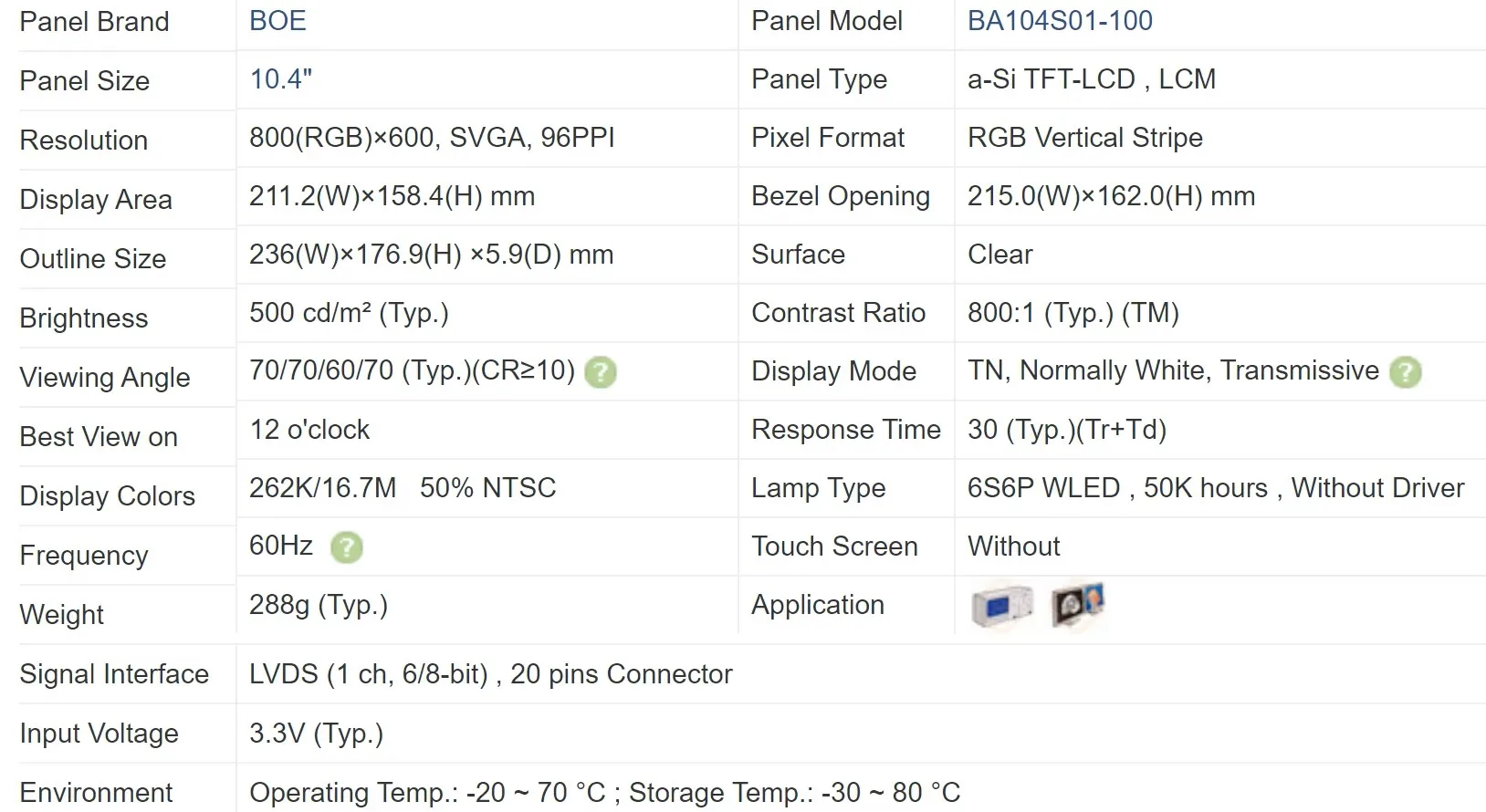 Supply BA104S01-100  10.4 inch 800*600 Original LCD Panel, ready in stock