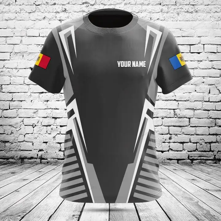 Custom Name Summer Casual Moldova Flag Graphic T-shirts Cool Men's Fashion E-Sports Jersey Short Sleeve Tops Fast Dry Streetwear image 3
