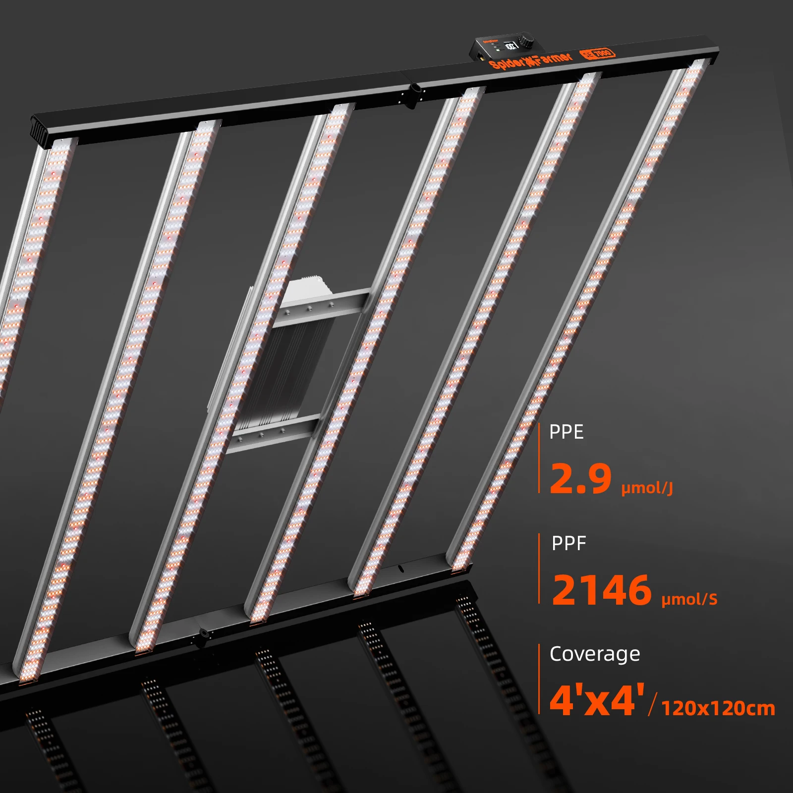 

Spider Farmer SE7000 730 Вт Светодиодный светильник для выращивания растений LM301H EVO Bluetooth и Wi-Fi Smart APP Управление с регулируемой яркостью Высокая эффективность для 2x2FT