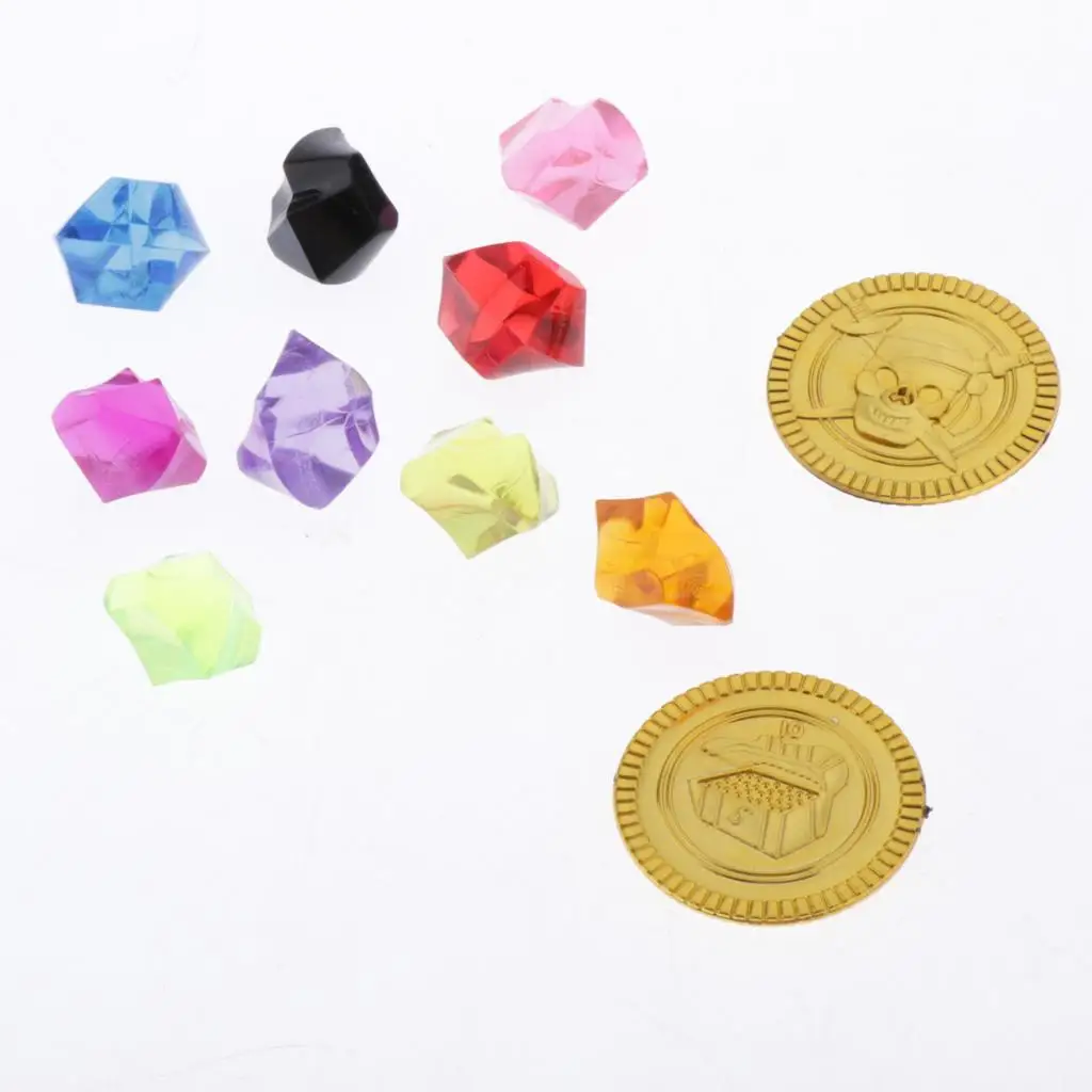 

Pirate Gold Coins and Gems Playset Party Favor Game Accessory Toys for Kids Birthday Treasure Hunt