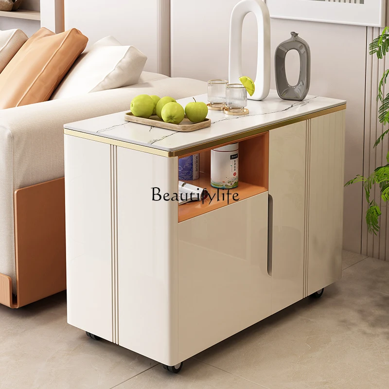 Household mobile living room small tea cabinet Boiling water brewing tea integrated set Storage balcony cabinet