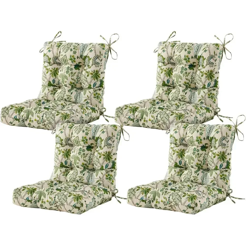 Outdoor Patio Chair Cushion Set of 4, 40x20x4 Inches, Loral Pattern, Replacement Cushions for Patio Furniture