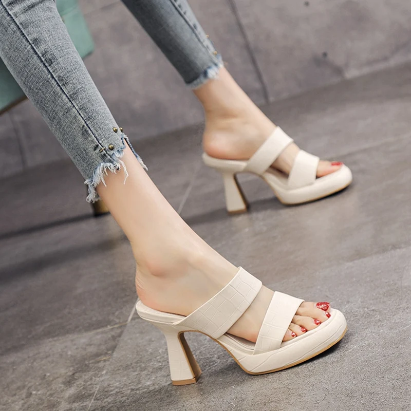 

Women's Chunky Heel Sandals Summer New Faion Open-Toe Strap Waterproof Platform High Heel Slippers Outerwear Casual oes