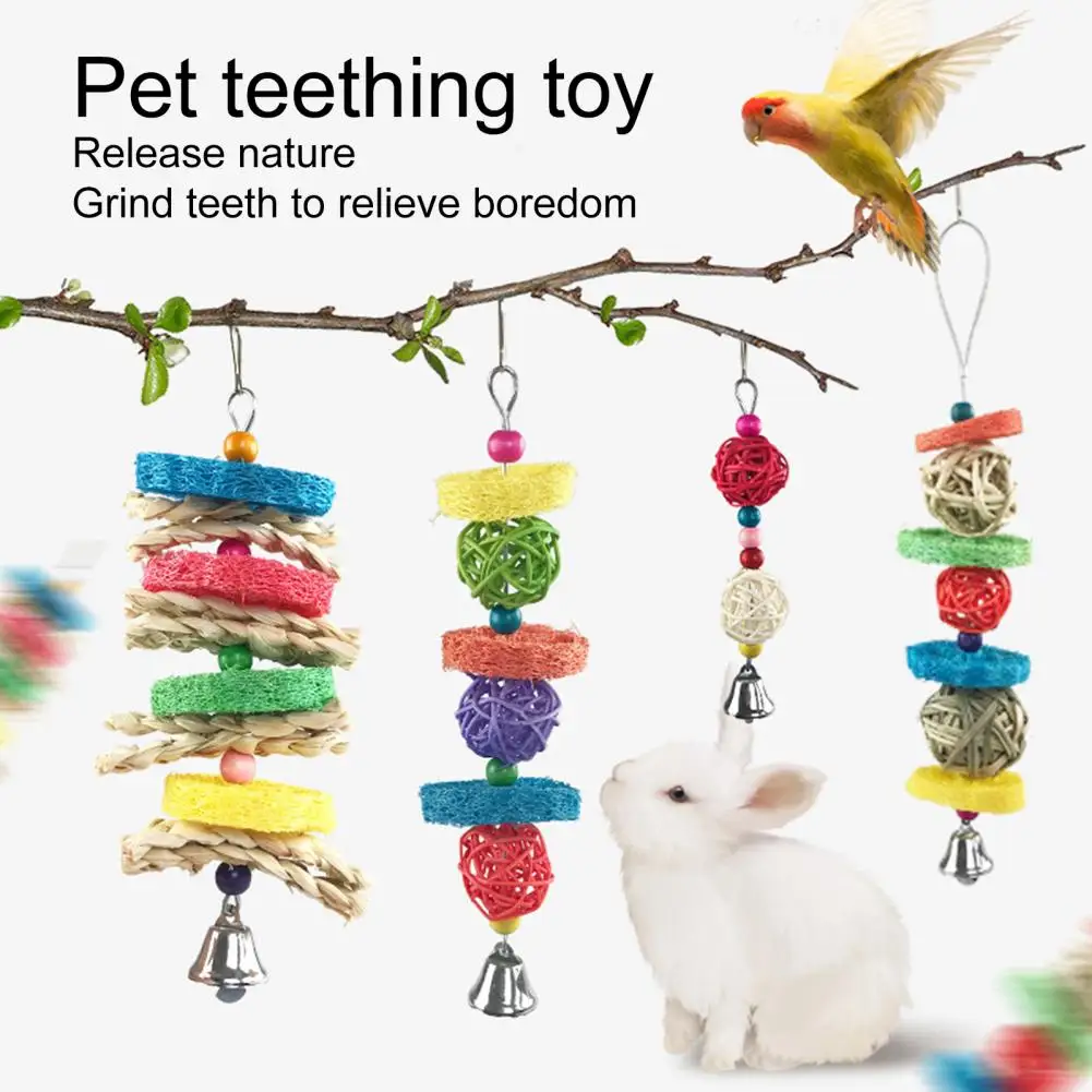 Bird Chew Toy Bite-Resistant Handmade Lightweight Anti-fade Teeth Cleaning Decompression Pet Parrot Chew Molar Toy for Home Use