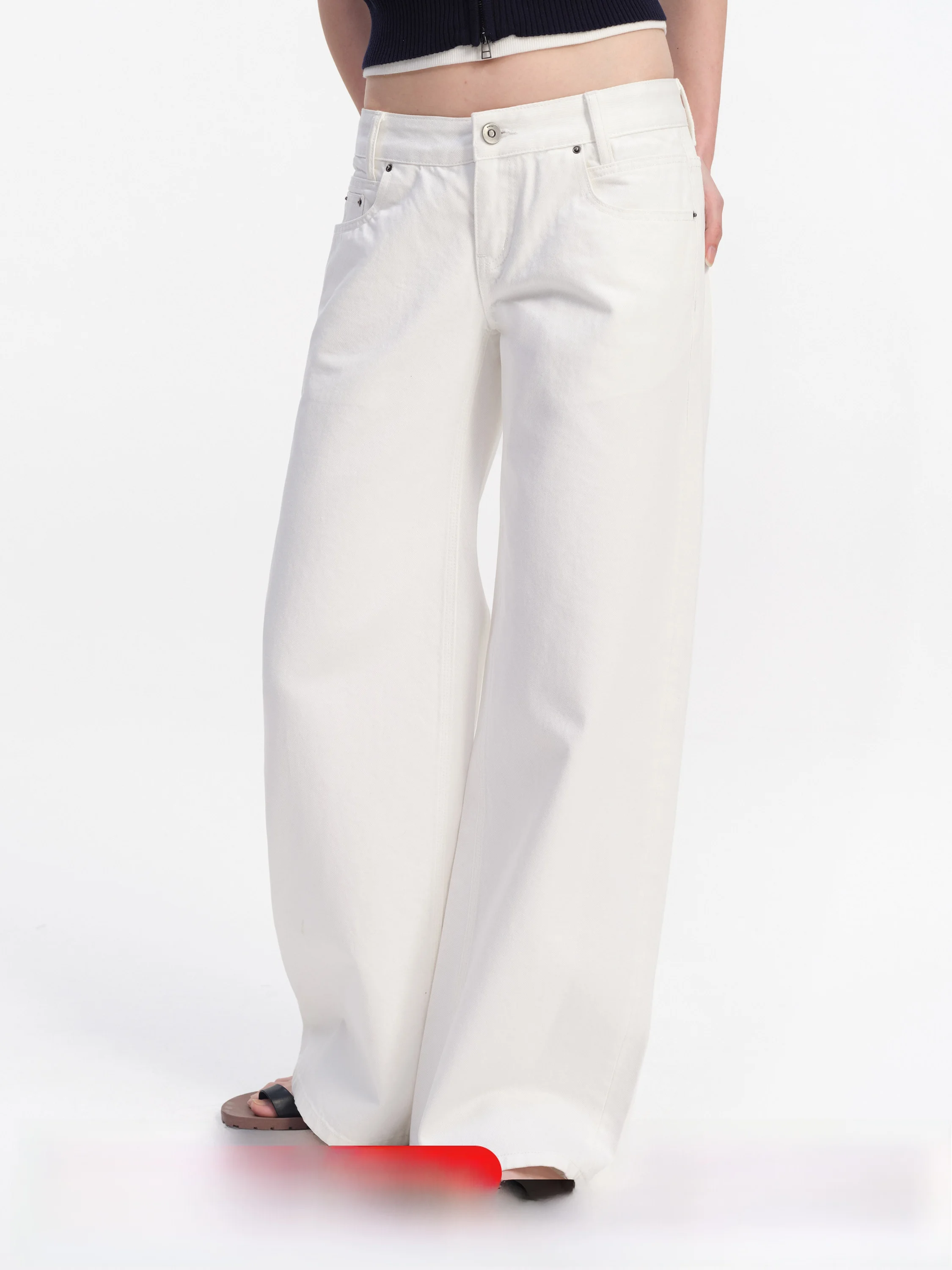 

Хлопковые джинсовые брюки с низкой талией, женские свободные повседневные широкие джинсы красного, белого цвета, повседневные универсальные свободные брюки