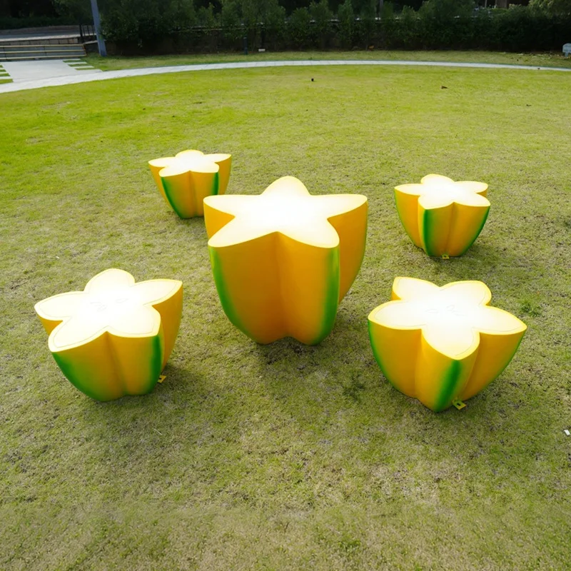 Fruit seat Outdoor fiberglass garden landscape sketch Passion fruit star  dragon pineapple modeling seat