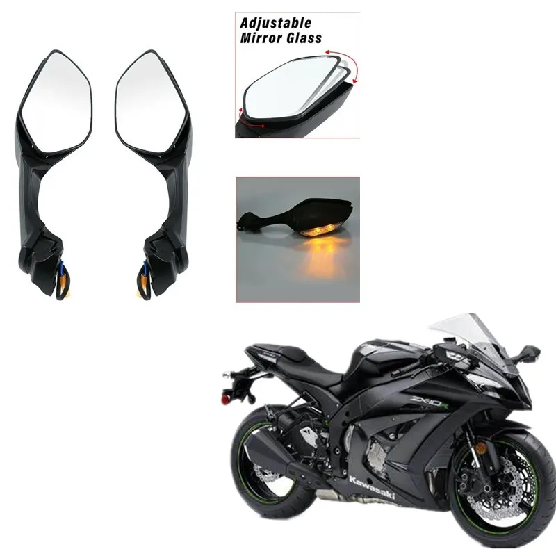 

For Kawasaki Ninja ZX-10R ZX 10R 2016-2023 2017 2018 2019 Motorcycle Accessories Rearview Mirrors Turn Signals