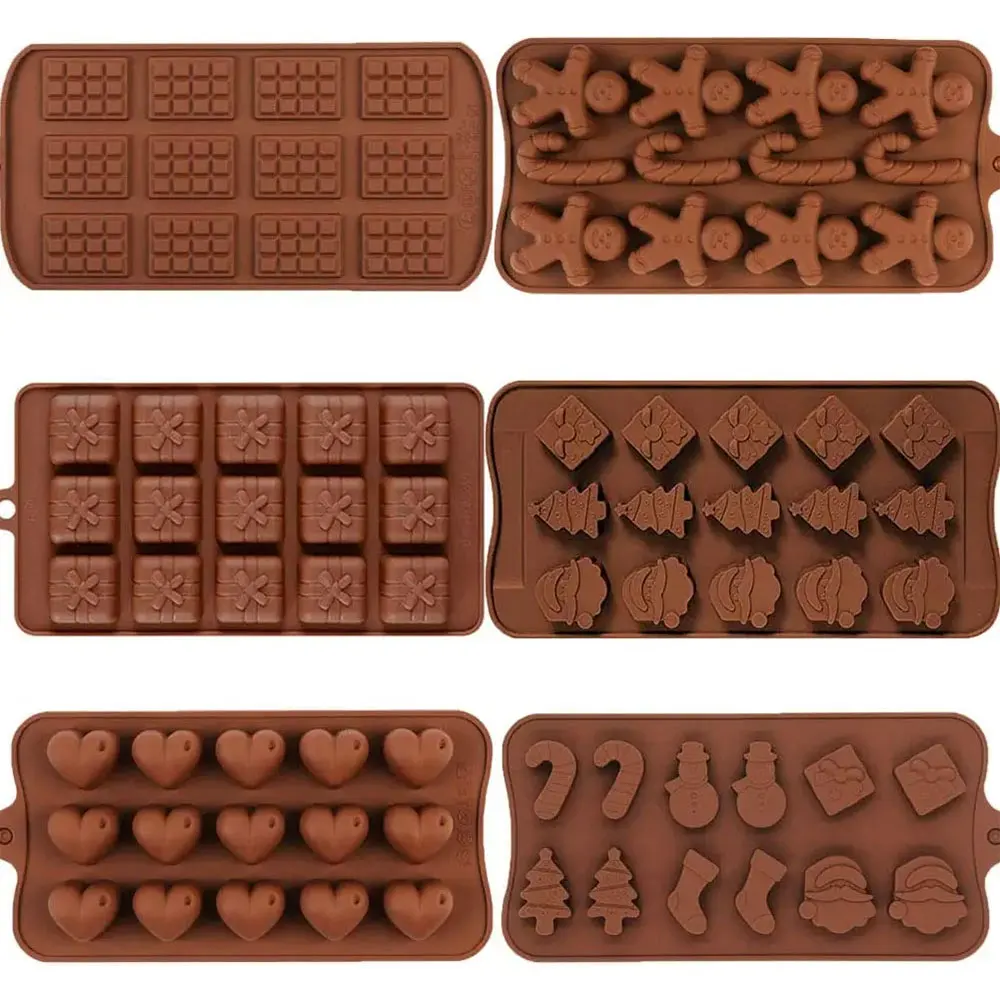 6 Pack Moldes de Silicona de Navidad para Bombones de Chocolate Antiadherentes para Regalos de Navidad con Forma de Pan de Jengibre