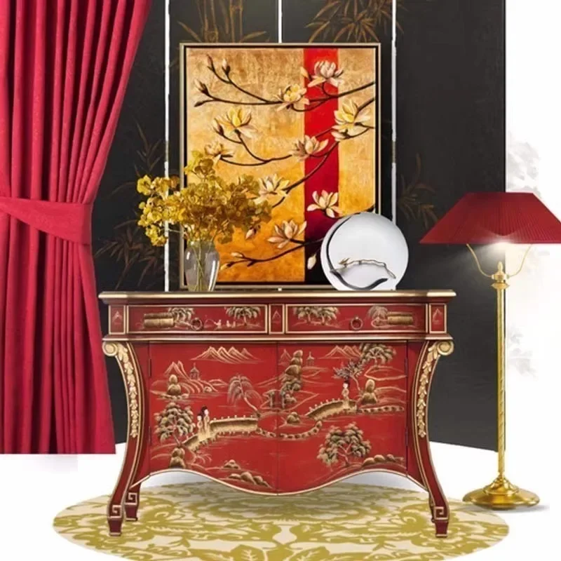 TAO French retro locker features multi-layer shoe cabinet entry door porch decorative cabinet