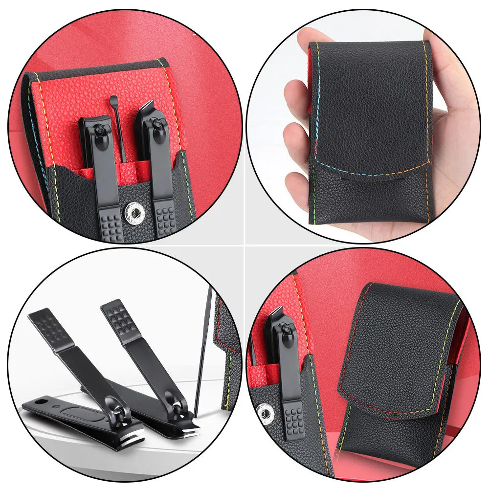 

2Sets Durable Lightweight Nail Clippers Set with Ear Spoon Storage Bag for Home Salon Use Black Nail Clipper Ear Spoon