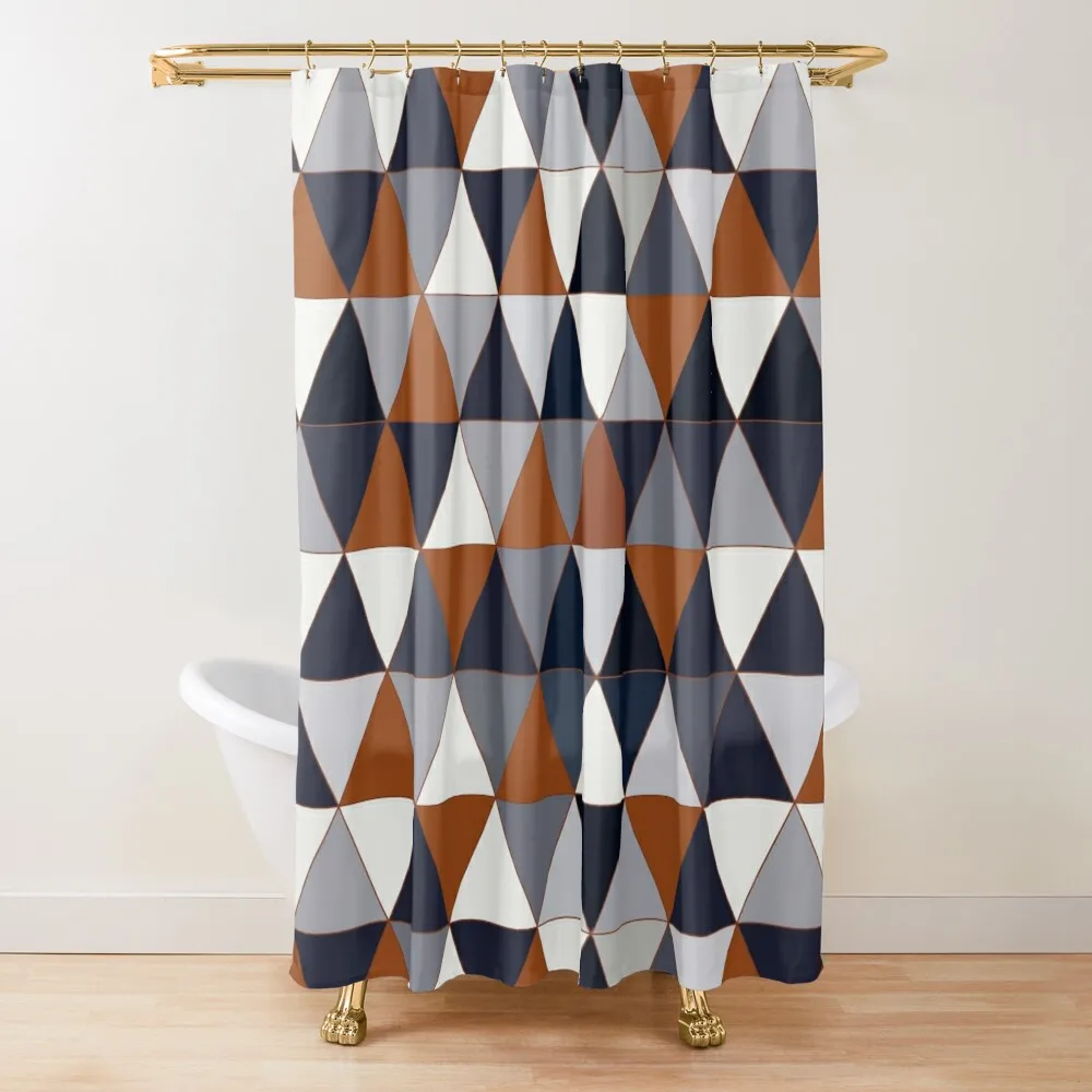 

Navy and Rust Triangles II Shower Curtain Funny Shower Shower Bathroom Bathroom Set Curtain