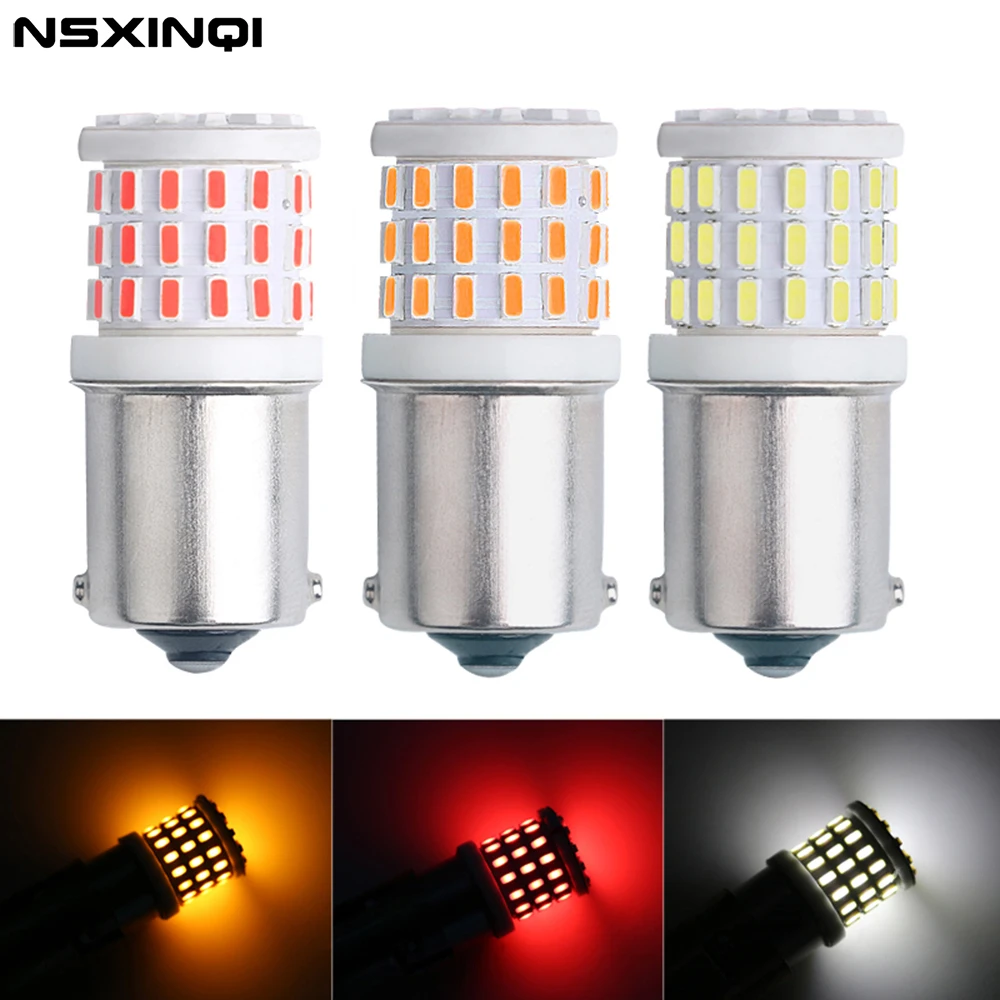 

NSXINQI 1piece 1156 BA15S P21W 1157 BAY15D P21/5W 3014 57SMD LED Bulb Car Turn Signal Brake Parking Light Reverse Lamp Ceramics