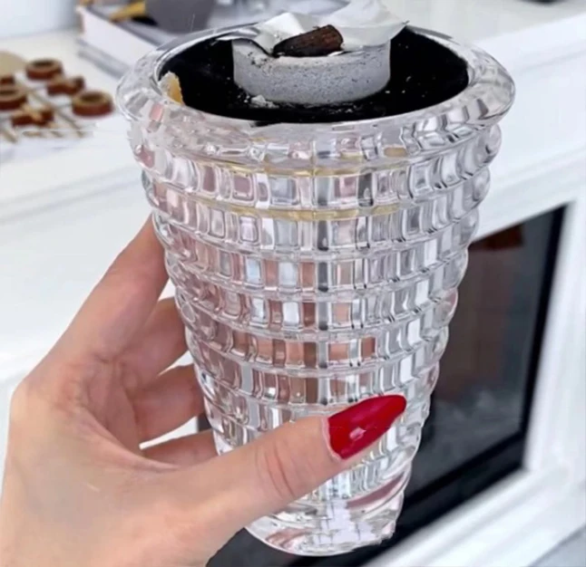 Jarrón transparente de cristal, regalo, maceta esmaltada, fascinación, obra de arte de cristal lujoso, árabe de escritorio