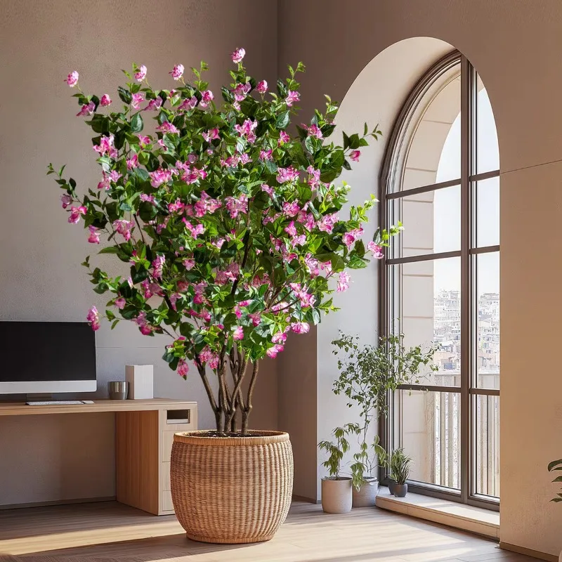 Large potted plant indoor living room balcony floor decoration window fake tree ornament