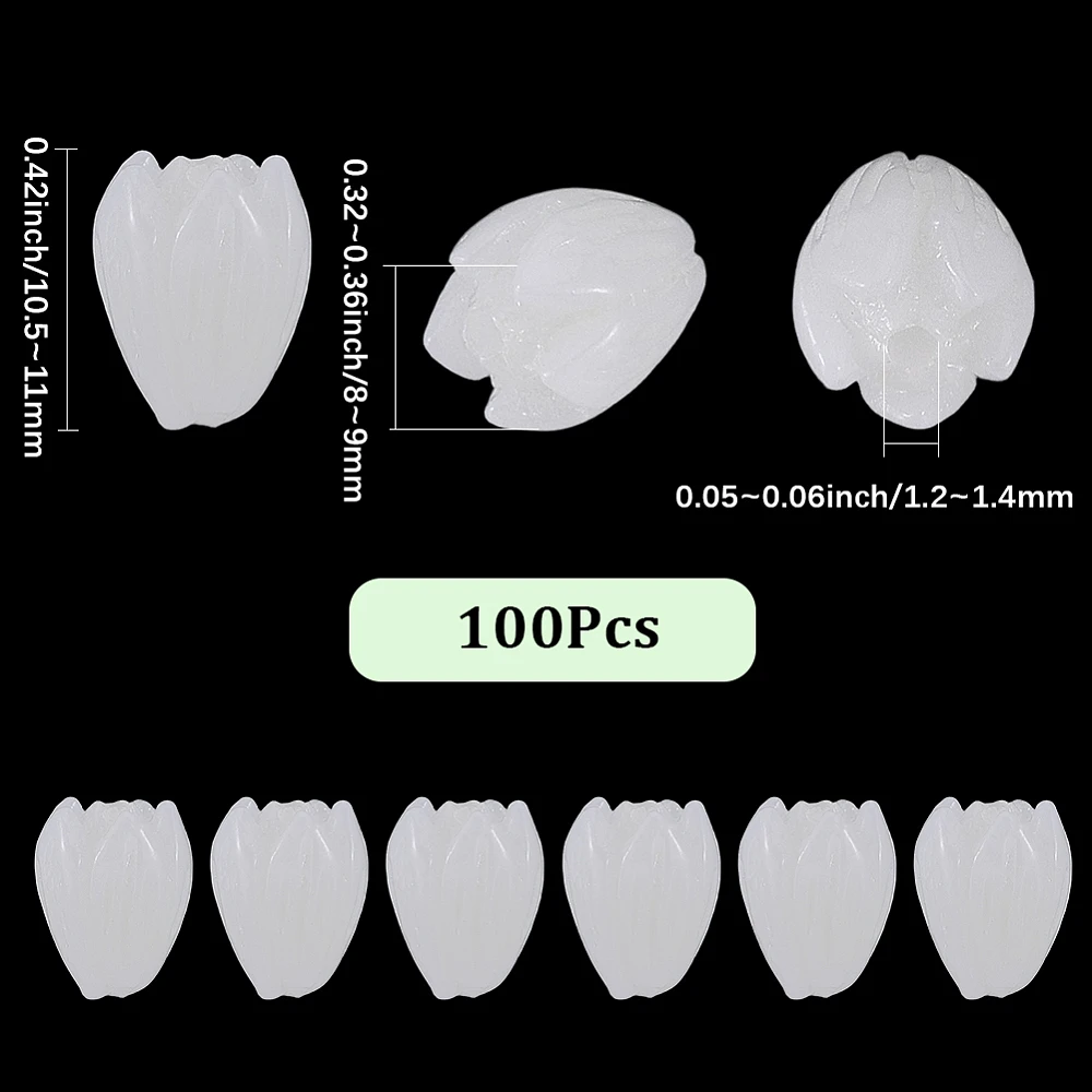1 Box 100Pcs Jasmine Flower Beads White Flowers Bead Summer Hawaii Pikake Floral Blossom Carved Coral Shell Loose Spacers