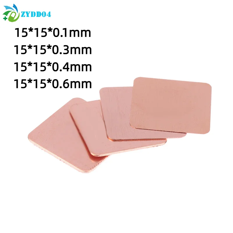 

●10Pcs 0.1/0.3/0.4/0.6mm Thickness Laptop Copper Sheet Plate Strip Shim Thermal Pad Heatsink Sheet For GPU CPU Chip RAM Cooling
