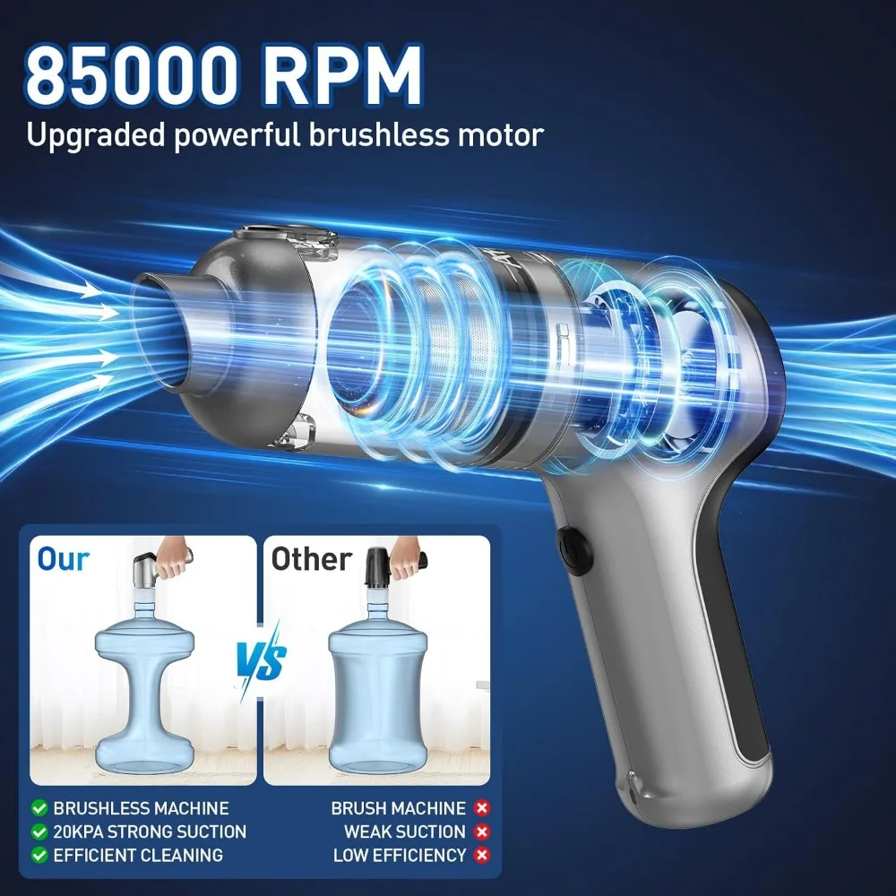 Handheld Car Vacuum Cleaner Cordless with Brushless Motor, 20000PA High Power Vacuum Cleaner & Air Duster, 3 in 1