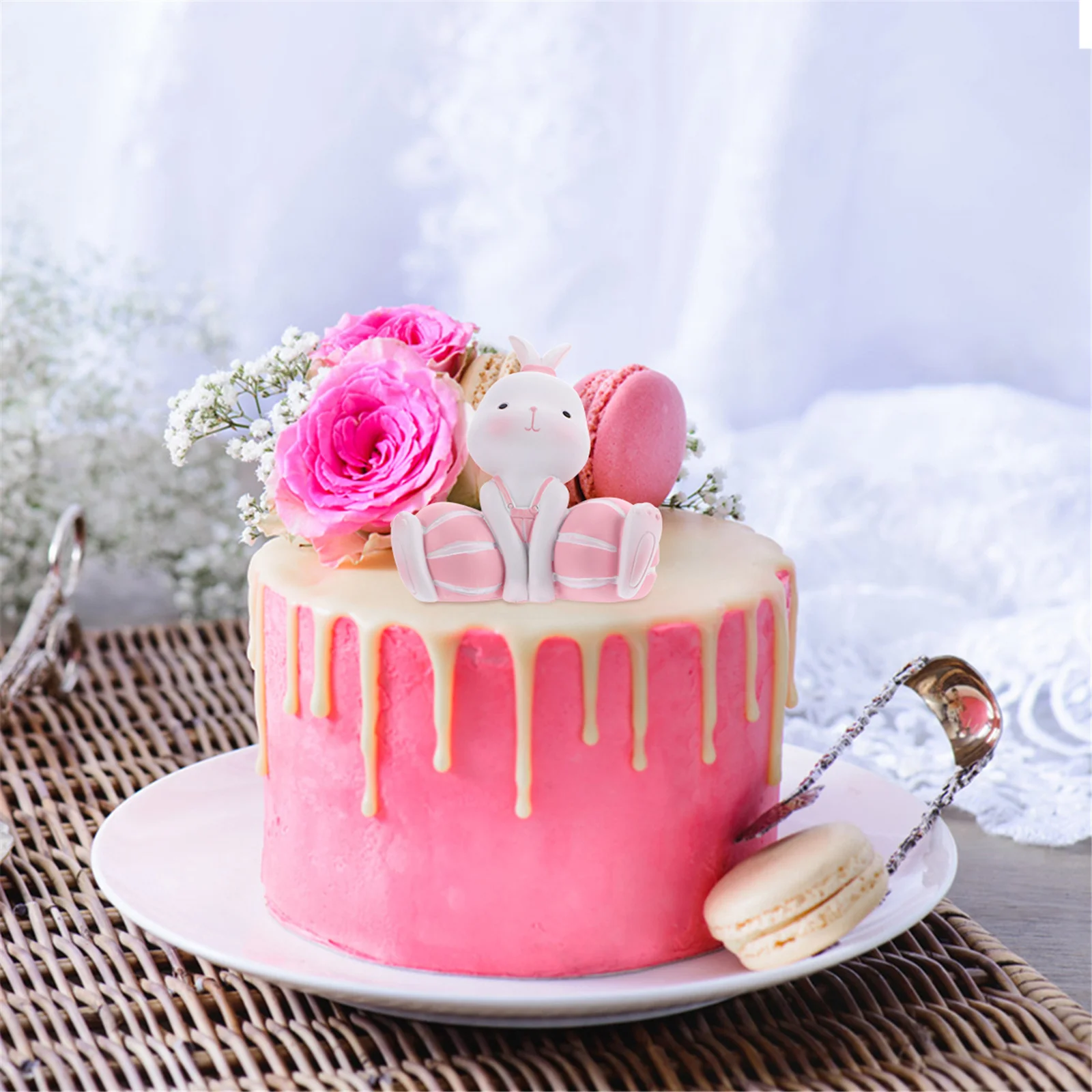 1개 부활절 토끼 케이크 장식 토끼 모양 장식품 파티 케이크 장식 귀여운 디저트 장식품 축제 용품에 완벽