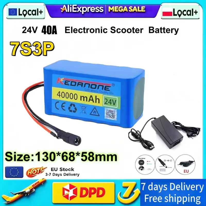 Pacco batteria 24V 40Ah 7S3P 18650, per sedia a rotelle elettrica, skateboard portatile e auto giocattolo, prestazioni elevate e fornitura affidabile.