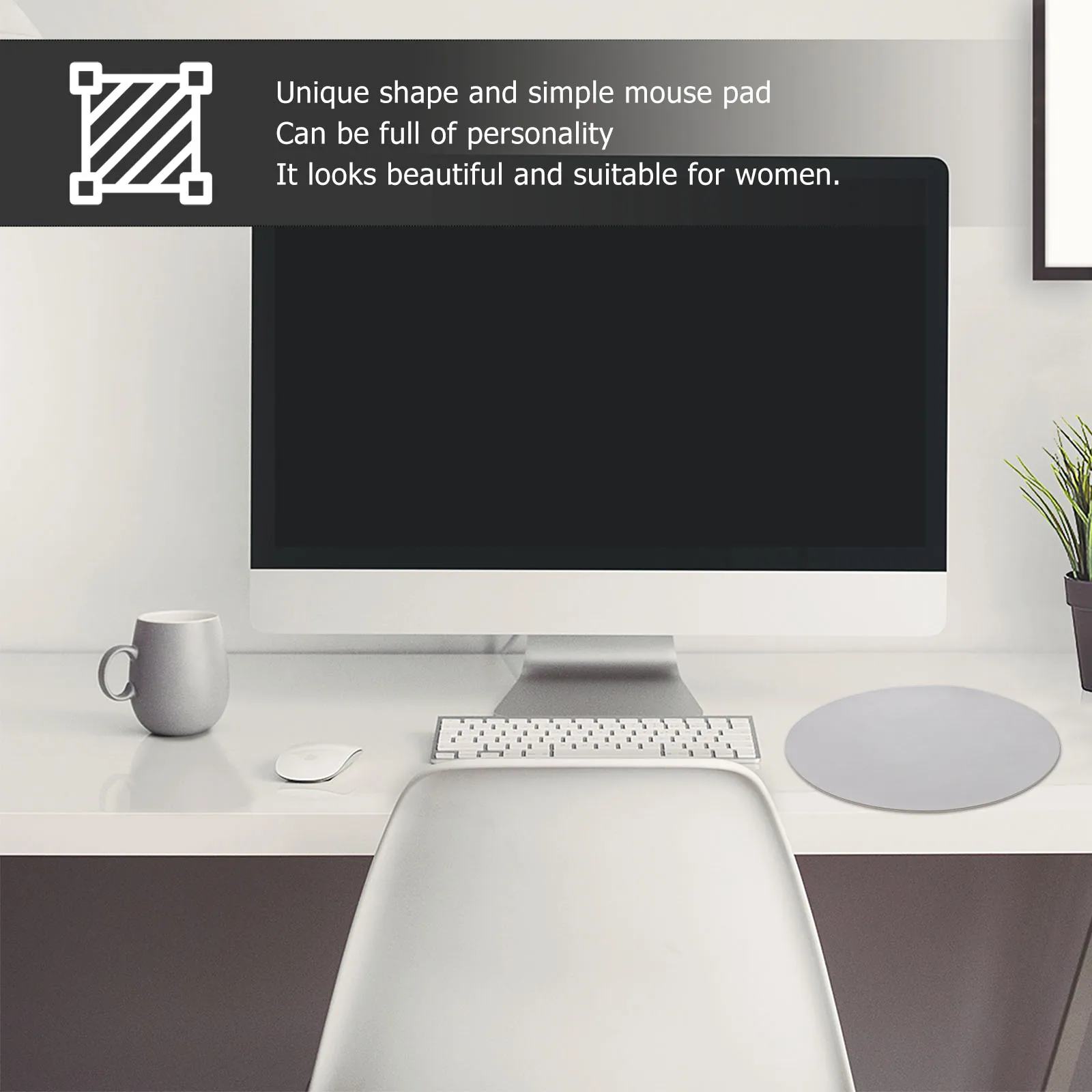 

2Pcs Round Anti Slip Mouse Pad Lightweight Ergonomic Soft H Pressure Mats Office Supplies Single Sided PU