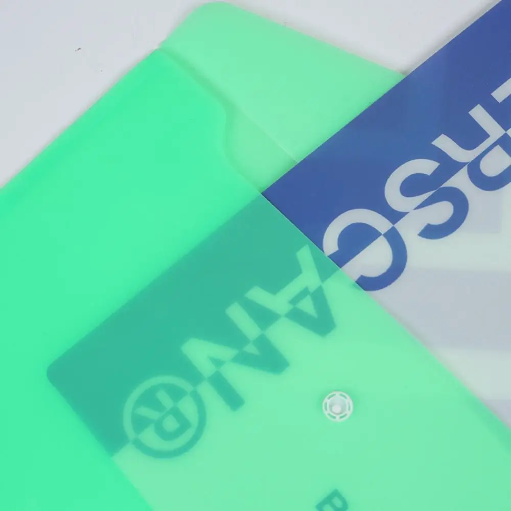 1Pcs with Label Pocket A4 Binder Pocket Snap Button Transparent Document Files Folders Clear Plastic Envelope Popper Wallets