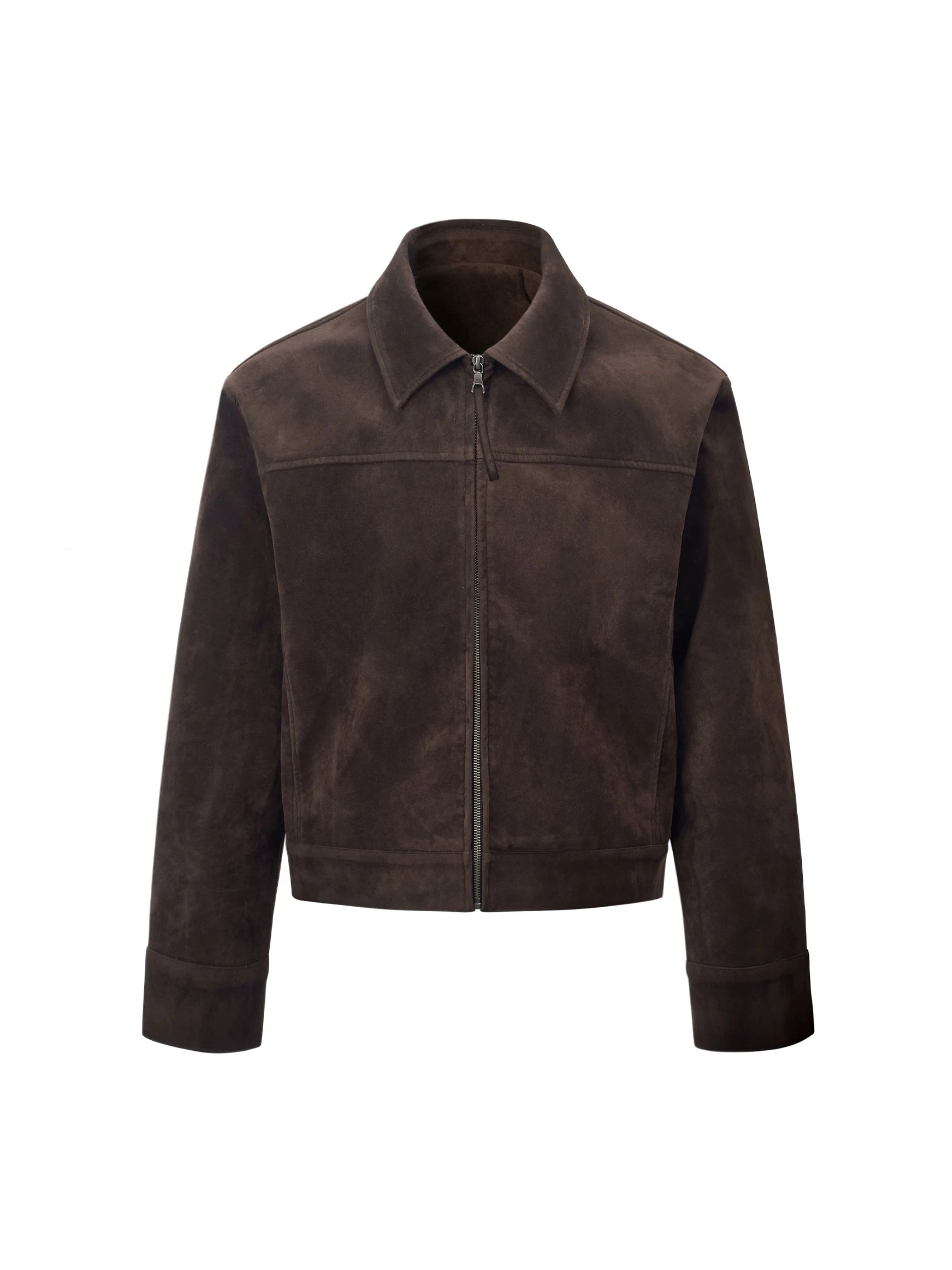 

PRE Barn Deep Coffee Suede Feel Jaet Ретро воротник из искусственной воловьей кожи удлиненная застежка-молния ort Sle для мужчин